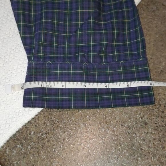 Lands' End Blue Plaid Button Down Top w Pocket & Elastic Waist w Sz L Pajama Set - Picture 10 of 16